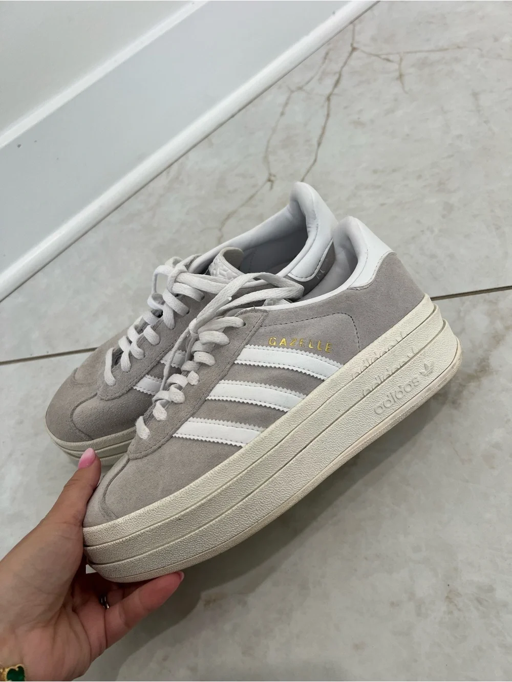 Adidas Grey Two / Cloud White / Core White Gazelle Bold Sneakers Size 6 US $120